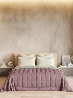 Ddecor Live Beautiful - 100% Cotton Creme Collection Reversible Ac Room Plain King Quilt Purple