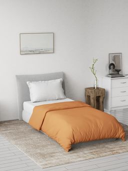 Ddecor Live Beautiful - 100% Cotton Creme Collection Reversible Ac Room Plain Single Quilt - Orange