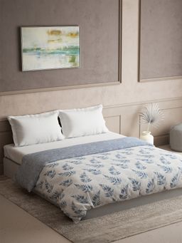 Ddecor Live Beautiful - Cotton Zeta Collection 180Tc Floral Reversible Mild Winter Queen Dohar - Blue