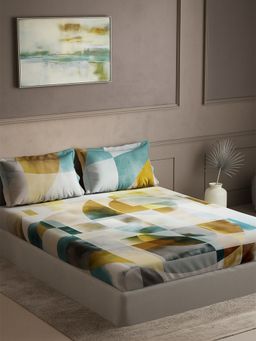 Ddecor Live Beautiful - Abstract Superking Bedsheet with 2 Pillow Cover Turquoise