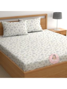 CHHAVI INDIA - Microfiber Double Bedsheet With 2 Pillow Covers Ditsy Pastel Floral & Leaf Print