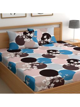 CHHAVI INDIA - Double Bedsheet Set With 2 Pillow Covers Contemporary Circles And Floral Print