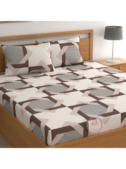 CHHAVI INDIA - Microfiber Double Bedsheet Set With 2 Pillow Covers Geometric Abstract Print 210 Tc