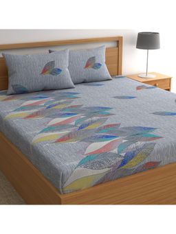 CHHAVI INDIA - Microfiber Double Bedsheet With 2 Pillow Covers Soft & Stylish Leaf Print