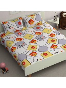 CHHAVI INDIA - Microfiber Double Bedsheet With 2 Pillow Covers Cartoon Tiger & Lucky Day Print