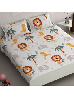 CHHAVI INDIA - Microfiber Double Bedsheet With 2 Pillow Covers Kids Jungle Safari Print