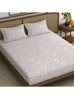 CHHAVI INDIA - Microfiber Double Bedsheet With 2 Pillow Covers Pink Floral Print