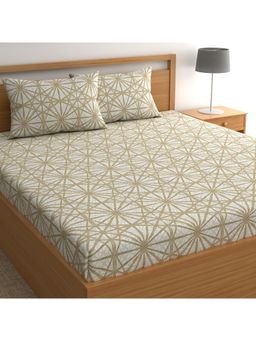 CHHAVI INDIA - Microfiber Double Bedsheet With 2 Pillow Covers Geometric Golden Pattern
