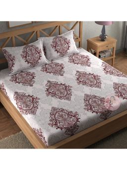 CHHAVI INDIA - Microfiber Double Bedsheet With 2 Pillow Covers Elegant Grey Print
