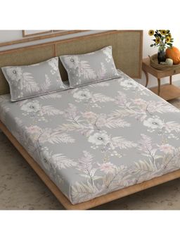 CHHAVI INDIA - Pink & Grey Zigzag Geometric Microfiber Double Bedsheet Set With 2 Pillow Covers