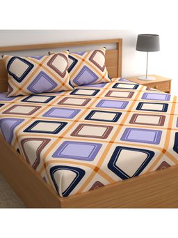 CHHAVI INDIA - Double Bedsheet Set With 2 Pillow Covers Modern Geometric Abstract Square Pattern