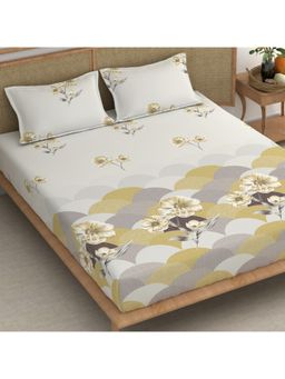 CHHAVI INDIA - Microfiber Geometric Floral King Bedsheet with 2 Pillow Cover