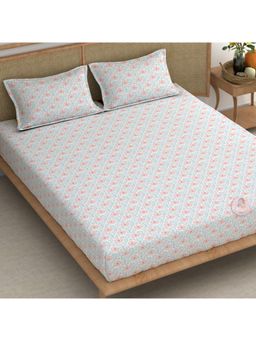 CHHAVI INDIA - Microfiber Pastel Block Print King Bedsheet with 2 Pillow Cover