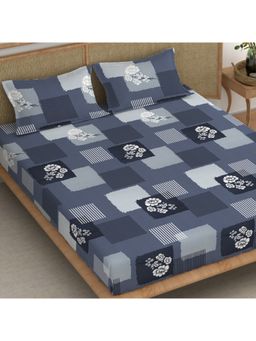 CHHAVI INDIA - Microfiber Geometric Floral King Bedsheet with 2 Pillow Cover