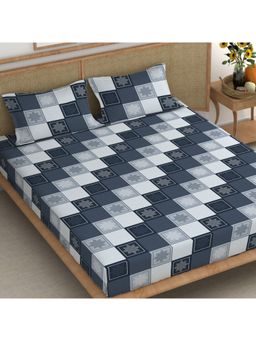 CHHAVI INDIA - Microfiber Checkered King Bedsheet with 2 Pillow Cover