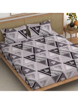 CHHAVI INDIA - King Size Bedsheet with 2 Pillow Cover Modern Geometric Triangle & Leaf Print