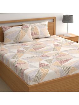 CHHAVI INDIA - Multi-Color Abstract Geometric Microfiber King Bedsheet with 2 Pillow Cover