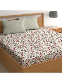CHHAVI INDIA - Multi-Color Jaal & Geometric Microfiber King Bedsheet with 2 Pillow Cover