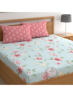 CHHAVI INDIA - Floral Print King Microfiber Bedsheet with 2 Pillow Cover