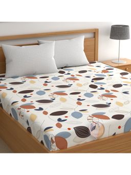 CHHAVI INDIA - Multicolored Leaf Print King Microfiber Bedsheet with 2 Pillow Cover