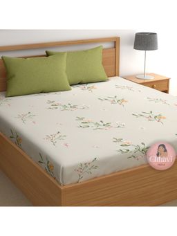 CHHAVI INDIA - Floral Print King Microfiber Bedsheet with 2 Pillow Cover