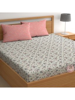 CHHAVI INDIA - Floral Print King Microfiber Bedsheet with 2 Pillow Cover