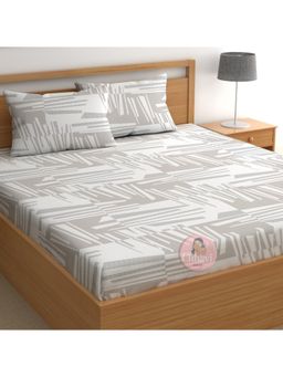 CHHAVI INDIA - Grey Abstract King Microfiber Bedsheet with 2 Pillow Cover