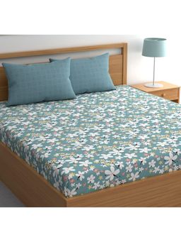 CHHAVI INDIA - King Size Microfiber Bedsheet Set Floral Print With 2 Pillow Covers