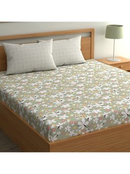 CHHAVI INDIA - Microfiber King Size Floral Bedsheet Set With 2 Pillow Covers, Pastel Green