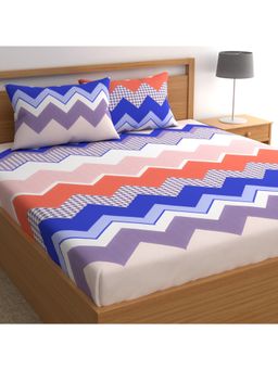 CHHAVI INDIA - Microfiber King Bedsheet With 2 Pillow Covers Bold Multi-Color Chevron Print