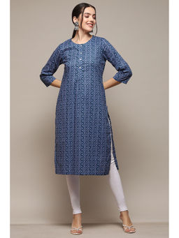Biba - Women Cotton Printed Kurtas - Blue