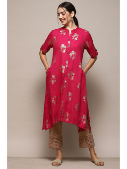 Biba - Women Rayon Printed Ethnic Kurtas - Pink