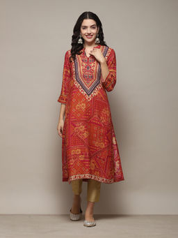 Biba - Women Rayon Printed Kurtas - Red