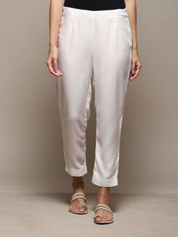 Biba - Women Viscose Solid Pants - White