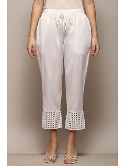 Biba - Women Cotton Solid Pants - White