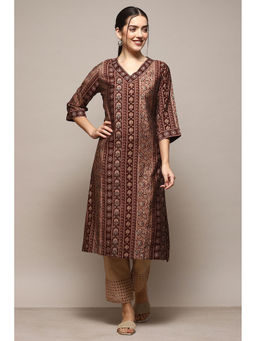 Biba - Women Blended Fabric Printed Kurtas - Brown