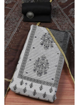 Biba - Women Printed Unstitched Suit - Black (Set of 3)