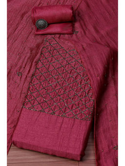 Biba - Women Printed Unstitched Suit - Maroon (Set of 3)
