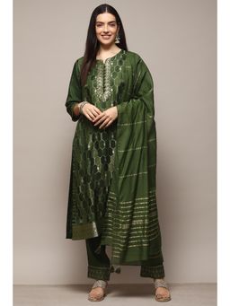 Biba - Women Viscose Yarded Salwar Suits - Green (Set of 3)