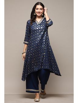 Biba - Women Cotton Printed Kurta and Palazzo - Blue (Set of 2)