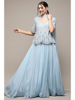 Biba - Women Viscose Solid Top and Lehengas with Dupatta - Blue (Set of 3)