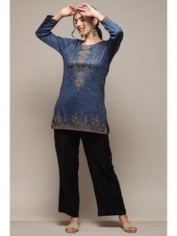 Biba - Women Cotton Blend Printed Tunic - Teal