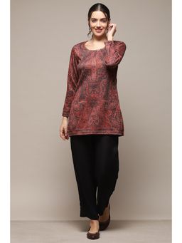 Biba - Women Cotton Blend Printed Tunic - Red