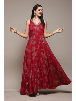 Biba - Women Cotton Blend Printed Ethnic Dresses - Red