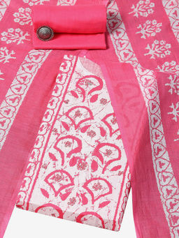 Biba - Women Printed Unstitched Suit - Pink (Set of 3)