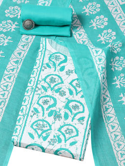 Biba - Women Printed Unstitched Suit - Green (Set of 3)