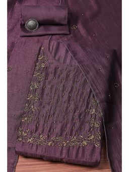 Biba - Women Printed Unstitched Suit - Purple (Set of 3)