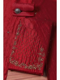 Biba - Women Printed Unstitched Suit - Red (Set of 3)