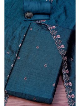 Biba - Women Printed Unstitched Suit - Teal (Set of 3)