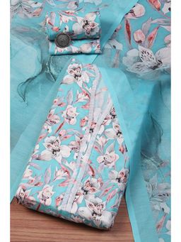 Biba - Women Printed Unstitched Suit - Blue (Set of 3)